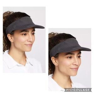 CALIA Women’s Black Stretch RIBBED GOLF VISOR Activewear Hat One Size